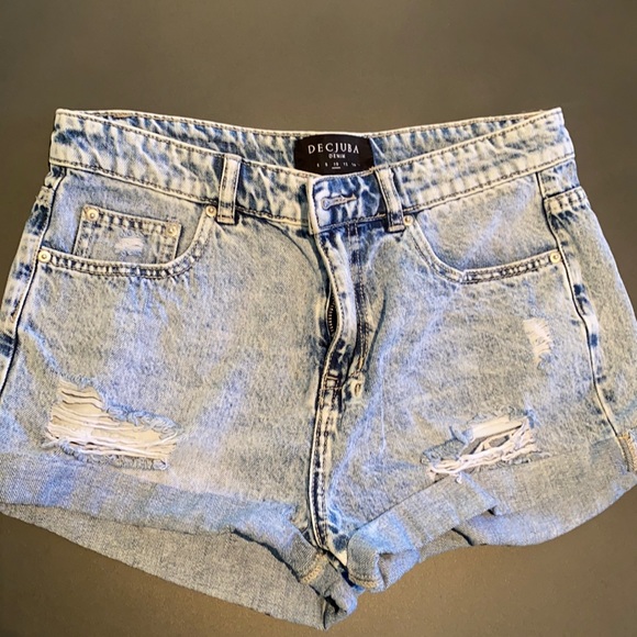 decjuba Pants - Monaco Roll Cuff Denim Short - ARCTIC BLUE / 10